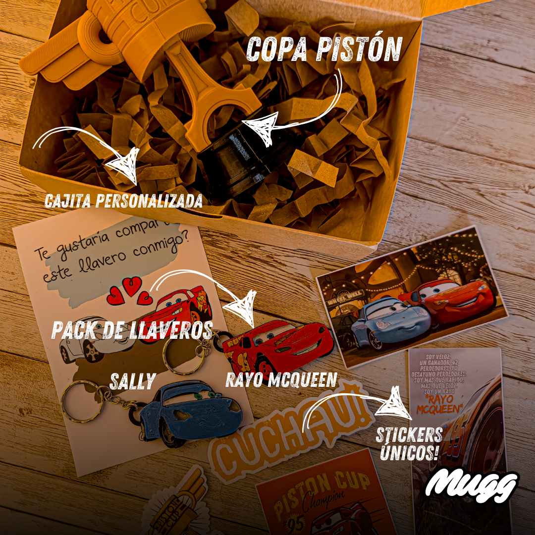 Pack de Cars! Rayo Mcqueen y Sally! Copa pistón – Mugg.cl