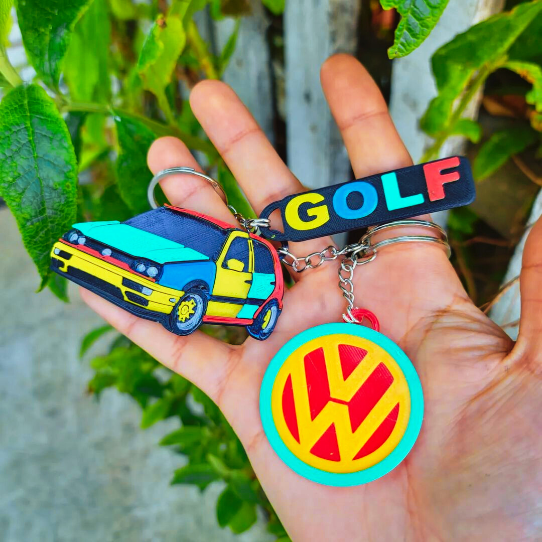 Llavero multicolor de Volkswagen Golf personalizado