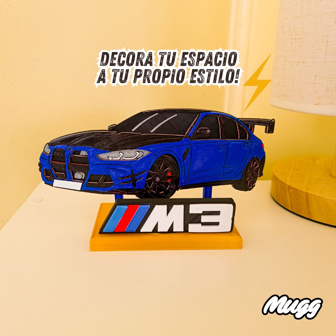 Trofeo personalizado 3d de auto azul 2