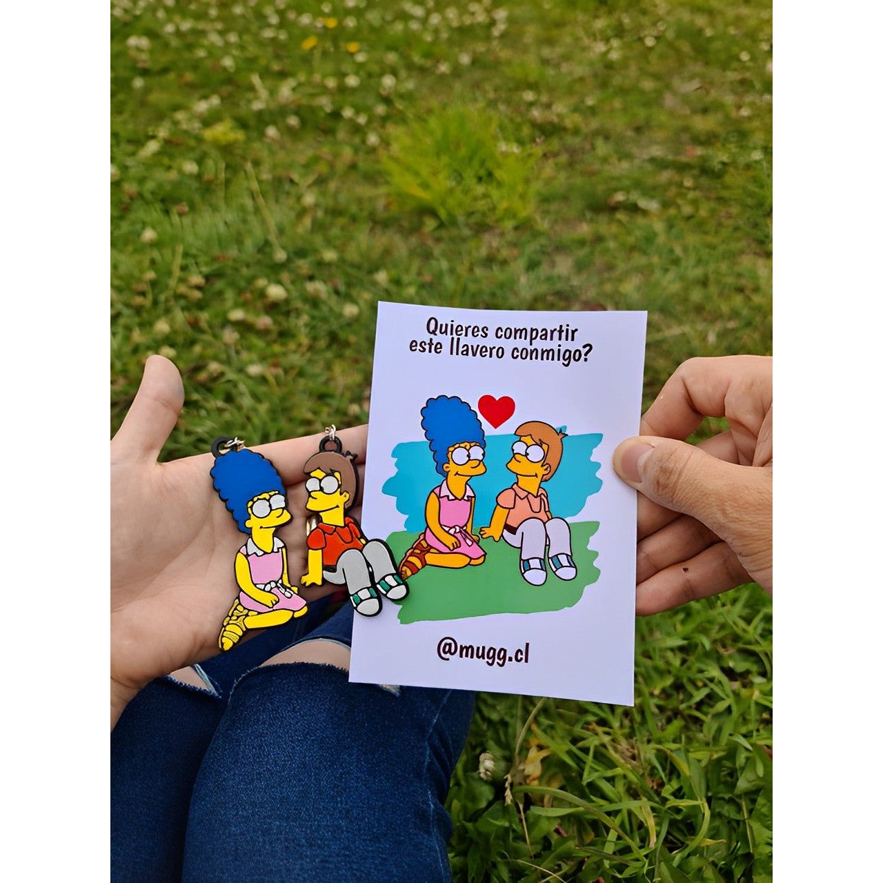 pack de llaveros de homero y marge jovenes