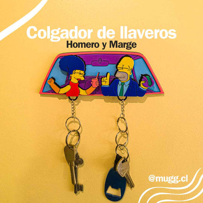 Colgador de llaveros Homero y Marge con llaveros (Imantado)