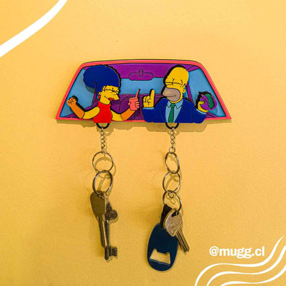 Colgador de llaveros Homero y Marge con llaveros (Imantado)