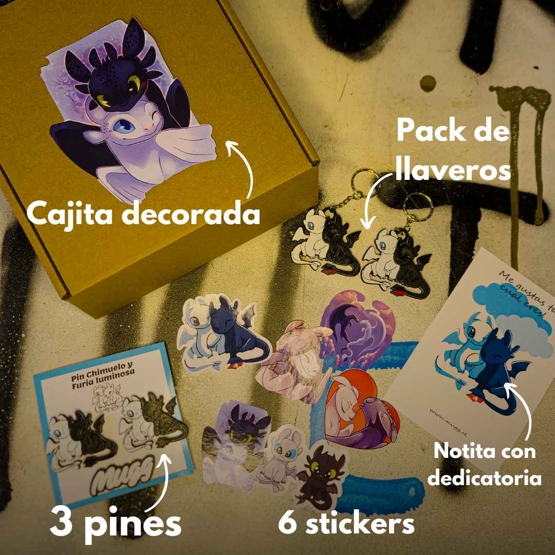 Pack de llaveros y pines Chimuelo y Furia Luminosa