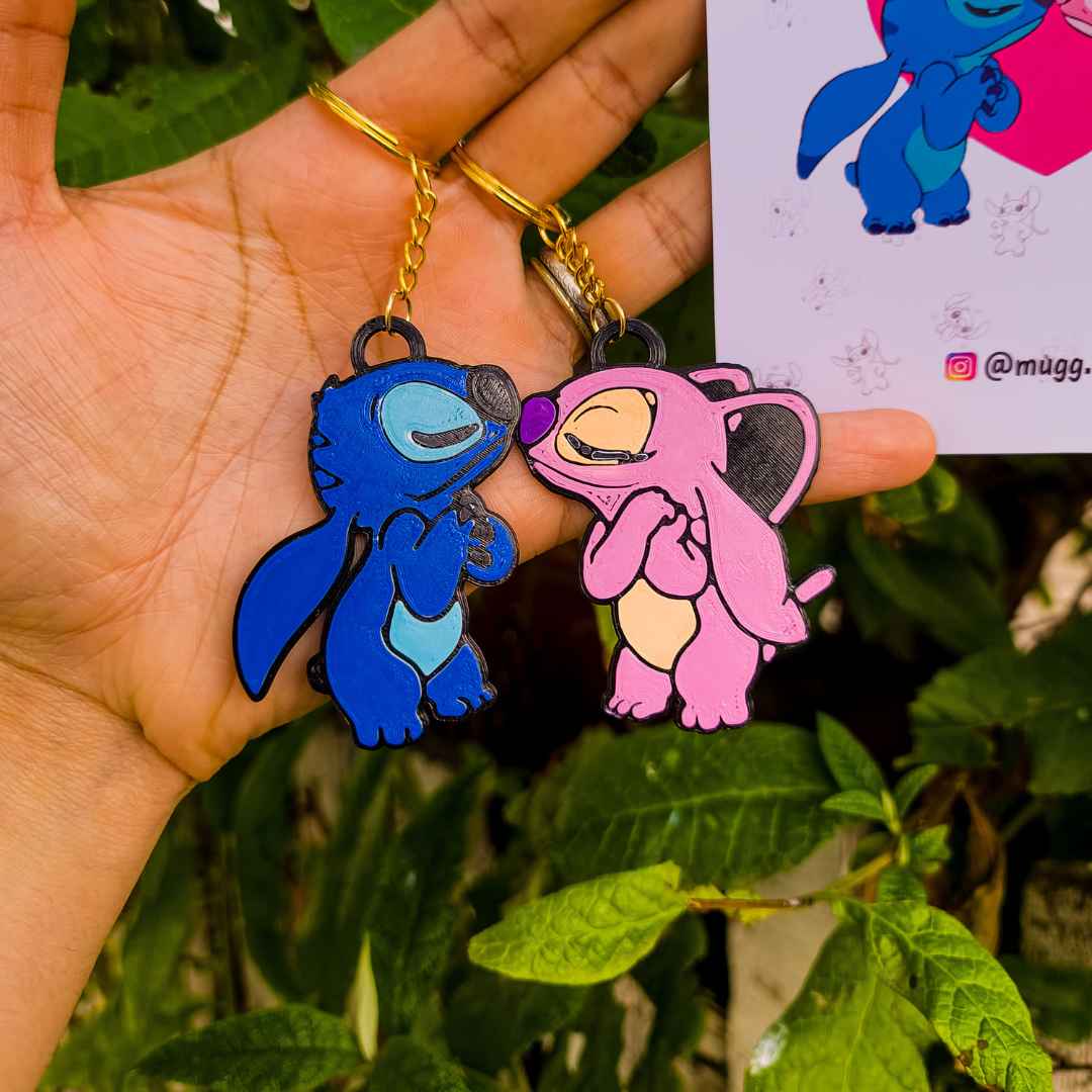 Llavero de enamorados de Stich y Angel