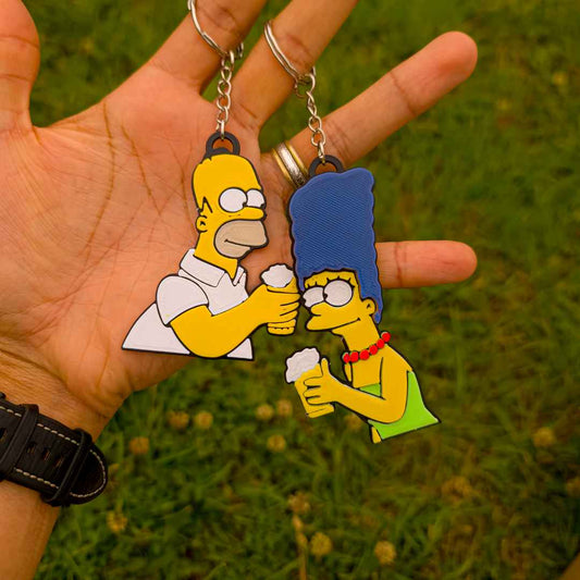 Llaveros personalizados  de Homero y marge cerveza