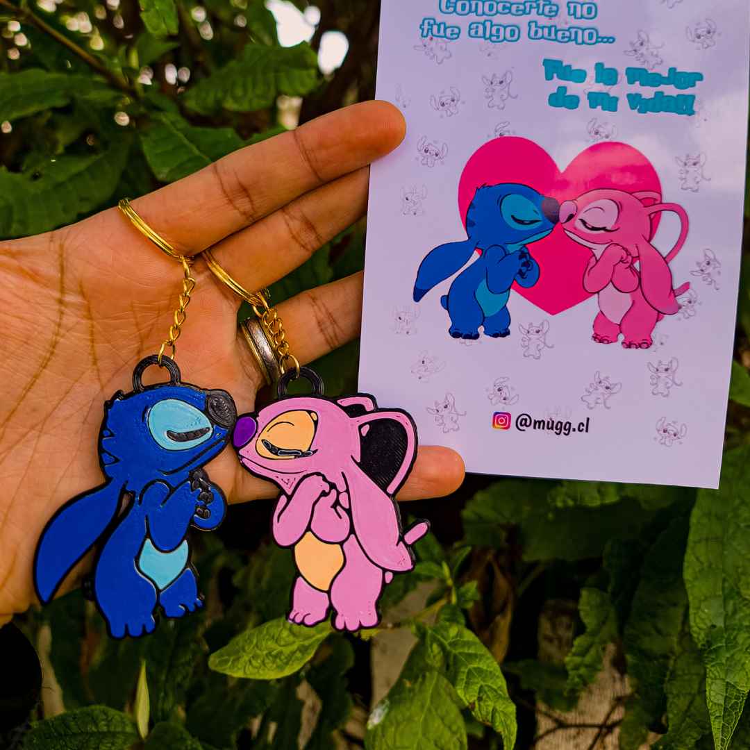 Pack de llaveros de stich y Angel 1