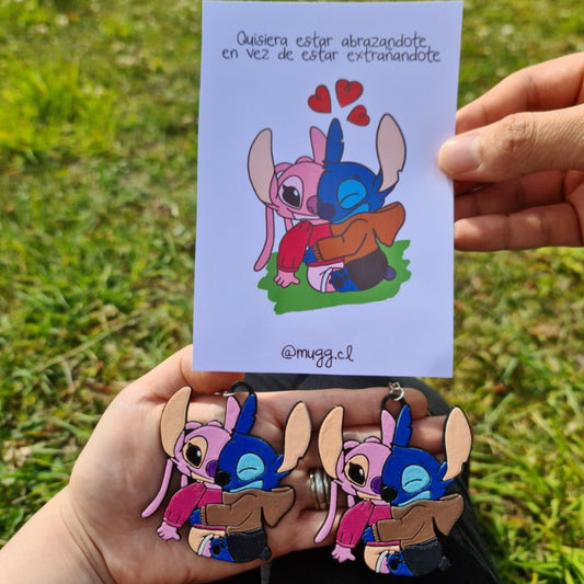 Pack de llaveros de Stich abrazados 2