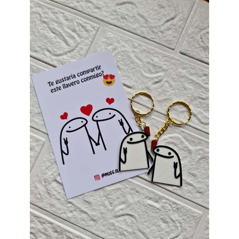 Pack de llaveros de monitos flork enamorados