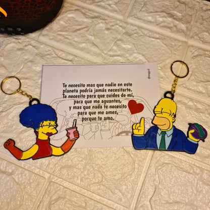 Pack de llaveros de Homero y Marge - Escena en el auto -