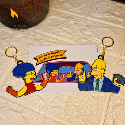 Pack de llaveros de Homero y Marge - Escena en el auto -