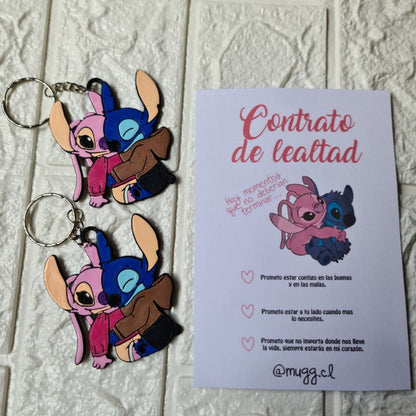 Pack de llaveros de STICH y ÁNGEL abrazados!